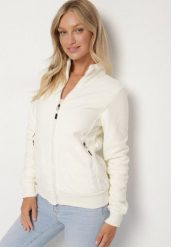 Biały Polar Bluza Rozpinana z Bawełną Nerrive. Białe bluzy damskie Born2be, m, bez wzorów, z bawełny, bez ramiączek, bez kaptura. Za 89.99 zł.