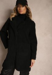 Czarny Płaszcz z Futerkiem na Napy z Kieszeniami Porttiana. Czarne płaszcze damskie Renee, na zimę, l, bez wzorów, z futra, bez kołnierzyka, bez kaptura. Za 129.99 zł.