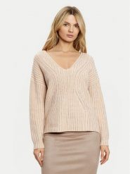Guess Sweter W5RR03 Z3K70 Beżowy Regular Fit. Brązowe swetry nierozpinane damskie Guess, xs, z aplikacjami, z bawełny, bez kołnierzyka, bez ramiączek. Za 339.99 zł.