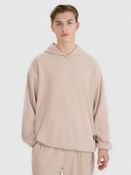4F Bluza dresowa nierozpinana z kapturem męska - beżowa S. Brązowe bluzy sportowe męskie 4F, m, bez wzorów, z dresówki, z kapturem. W wyprzedaży za 79.99 zł.