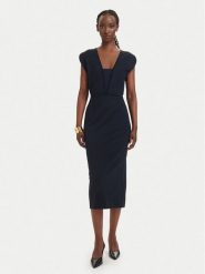 BOSS Sukienka koktajlowa Dorlita 50563851 Granatowy Slim Fit. Niebieskie sukienki damskie Boss, bez wzorów, z wiskozy, wizytowe, bez kołnierzyka, bez ramiączek. Za 1,449.00 zł.
