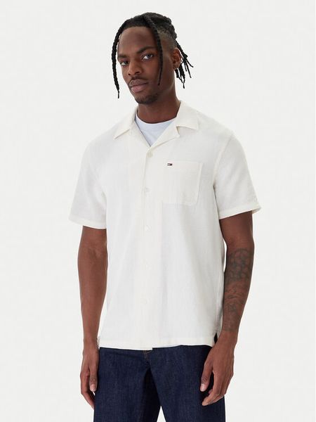 Tommy Jeans Koszula DM0DM23058 Écru Regular Fit. Białe koszule męskie Tommy Jeans, m, bez wzorów, z bawełny, bez kołnierzyka, bez ramiączek. Za 203.99 zł.
