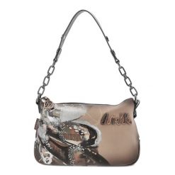 Brązowa Designerska Damska Torebka Anekke. Brązowe listonoszki damskie Anekke, bez wzorów, z materiału, z nadrukiem, bez dodatków. Za 329.00 zł.