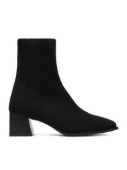 DeeZee Botki 9503A Czarny. Czarne botki damskie DeeZee, bez wzorów, z materiału, bez obcasa, na słupku, bez zapięcia. Za 179.99 zł.