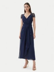 Luisa Spagnoli Sukienka wieczorowa Piolo 543226 Granatowy Regular Fit. Niebieskie sukienki damskie Luisa Spagnoli, bez wzorów, z jedwabiu, wizytowe, bez kołnierzyka, bez ramiączek. Za 3,609.00 zł.