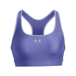Biustonosz dla kobiet Under Armour HeatGear Mid Padless. Niebieskie koszulki sportowe damskie Under Armour, m, bez wzorów, bez ramiączek, na fitness i siłownię. Za 128.99 zł.