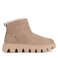 Trzewiki Rieker Revolution Lifestyle. Brązowe botki damskie Rieker Revolution Lifestyle, bez wzorów, bez obcasa, na płaskiej podeszwie, bez zapięcia. Za 375.00 zł.