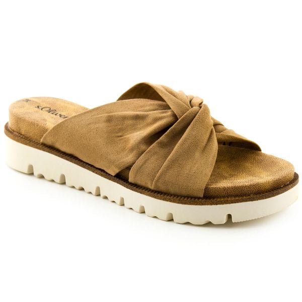 Klapki damskie plażowe S.Oliver na lato. Brązowe klapki damskie S.Oliver, na lato, bez wzorów, sportowe, bez obcasa, bez zapięcia. W wyprzedaży za 96.00 zł.