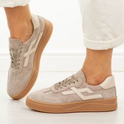 Khaki skórzane półbuty damskie Cambell 40345. Brązowe obuwie sportowe damskie Cambell, na jesień, bez wzorów, z dresówki, z okrągłym noskiem, bez zapięcia. W wyprzedaży za 210.32 zł.