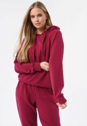 Bluza oversize z kapturem B-AIKA. Czerwone bluzy damskie Volcano, l, bez wzorów, z bawełny, bez ramiączek, z kapturem. Za 169.99 zł.