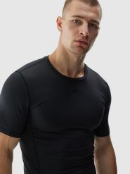 4F Koszulka treningowa slim szybkoschnąca męska - czarna M. Czarne koszulki sportowe męskie 4F, m, bez wzorów, z dzianiny, bez ramiączek, na fitness i siłownię. W wyprzedaży za 79.99 zł.