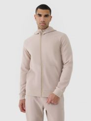 4F Bluza dresowa rozpinana z kapturem męska - beżowa M. Brązowe bluzy sportowe męskie 4F, m, bez wzorów, z bawełny, z kapturem. W wyprzedaży za 99.99 zł.