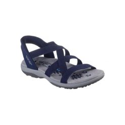 Sandały SKECHERS REGGAE SLIM Niebieski. Niebieskie sandały damskie Skechers, bez wzorów, z tkaniny, bez obcasa, bez zapięcia. Za 279.99 zł.