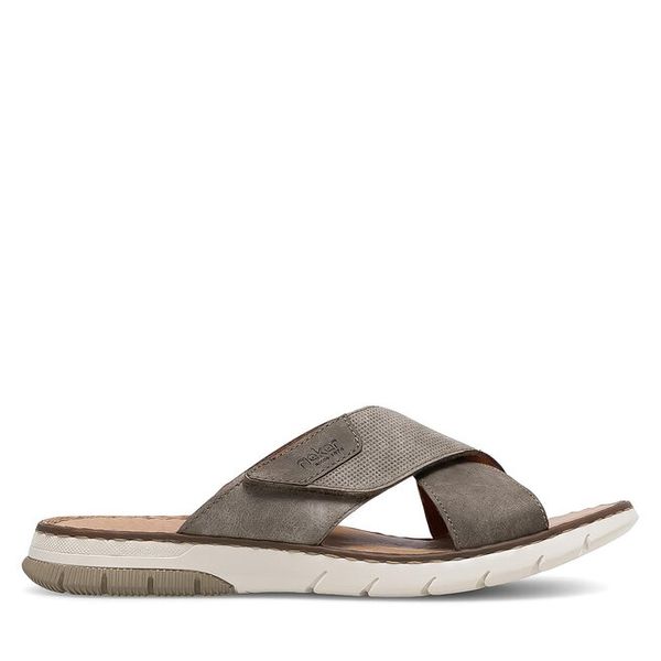 Klapki Rieker. Brązowe klapki męskie Rieker, bez wzorów, bez zapięcia. Za 319.99 zł.