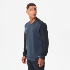Bluza do piłki nożnej T100. Czarne bluzy damskie KIPSTA, s, bez wzorów, z elastanu, eleganckie, bez ramiączek, bez kaptura. W wyprzedaży za 44.99 zł.
