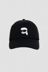 KARL LAGERFELD Czarna czapka z daszkiem Ikon Cap. Czarne czapki damskie KARL LAGERFELD, bez wzorów, z bawełny, eleganckie. W wyprzedaży za 269.99 zł.