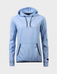 Bluza z kapturem damska Halti Dynamic. Niebieskie bluzy damskie Halti, bez wzorów, z elastanu, klasyczne, bez ramiączek, z kapturem. Za 449.99 zł.