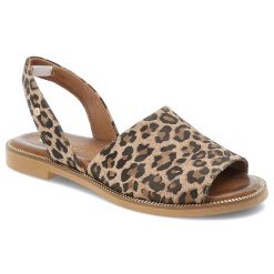 Beżowe Sandały Armodo Eleganckie Obuwie Damskie Lampart. Brązowe sandały damskie Armodo, bez wzorów, ze skóry, z otwartym noskiem, bez obcasa, bez zapięcia. Za 299.00 zł.