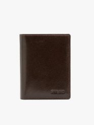 Ciemnobrązowy portfel męski. Brązowe portfele męskie Ryłko, bez wzorów, ze skóry. Za 149.99 zł.