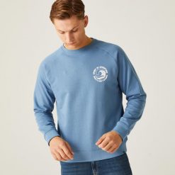 Nithsdale męska bluza. Niebieskie bluzy męskie Regatta, l, bez wzorów, z bawełny, eleganckie, bez ramiączek, bez kaptura. W wyprzedaży za 119.99 zł.