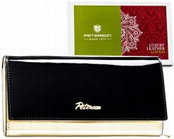 Portfel skórzany Peterson PTN 1N-409 czarny. Czarne portfele damskie Peterson, z lakierowanej skóry. Za 144.99 zł.