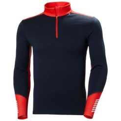 Podkoszulka z wełny merino 1/2 zip Helly Hansen Lifa. Niebieskie bluzy męskie Helly Hansen, m, bez wzorów, z wełny, bez ramiączek, bez kaptura. Za 476.00 zł.