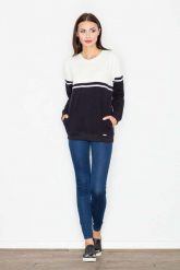 Czarna Bluza Długa Dwubarwna. Czarne bluzy damskie Figl, l, bez wzorów, z bawełny, bez ramiączek, bez kaptura. Za 219.00 zł.