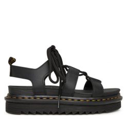 Sandały Dr. Martens. Czarne sandały damskie Dr. Martens, bez wzorów, bez obcasa, na płaskiej podeszwie, bez zapięcia. Za 369.99 zł.