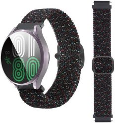 Pleciony pasek do zegarka / smartwatch 20mm, STAR BLACK / WIELOKOLOROWY CZARNY. Czarne zegarki smartwatch Hurtel, bez wzorów. Za 15.41 zł.
