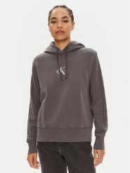 Calvin Klein Jeans Bluza Monologo J20J223534 Szary Regular Fit. Szare bluzy damskie Calvin Klein Jeans, l, bez wzorów, z bawełny, bez ramiączek, bez kaptura. Za 389.99 zł.