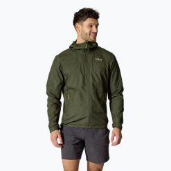 Kurtka przeciwiatrowa męska Rab Windgather Hoody. Zielone kurtki męskie RAB, l, bez wzorów, z materiału, bez kaptura. Za 379.99 zł.