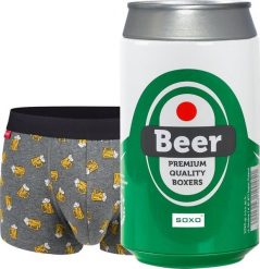 Soxo Męskie Bokserki piwo w puszce idealny zabawny prezent dla Niego XL. Bokserki męskie Soxo, bez wzorów. Za 53.99 zł.