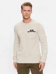 Aeronautica Militare Sweter 232MA1460L518 Écru Regular Fit. Swetry męskie Aeronautica Militare, l, bez wzorów, z bawełny, bez kołnierzyka, bez ramiączek. Za 679.99 zł.