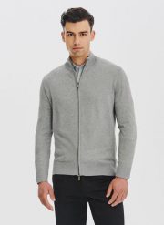 PAKO LORENTE - Szary rozpinany sweter męski. Szare swetry męskie Pako Lorente, na jesień, m, bez wzorów, z poliamidu, bez kołnierzyka, bez ramiączek. Za 149.99 zł.