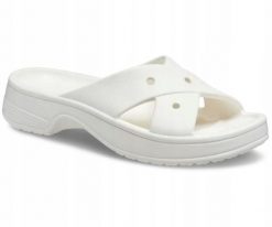 Klapki Dla Dorosłych Crocs Womens Cross Strap. Białe klapki męskie Crocs, bez wzorów, z materiału, bez zapięcia. Za 159.99 zł.