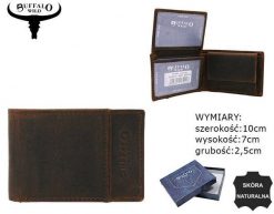 Portfel skórzany Buffalo Wild N1240-HP brązowy. Brązowe portfele męskie BUFFALO WILD, bez wzorów, ze skóry. Za 34.50 zł.