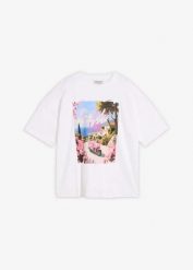 T-shirt oversize z czystej bawełny organicznej. Białe t-shirty damskie bonprix, bez wzorów, z bawełny, bez kołnierzyka, bez ramiączek. Za 67.99 zł.