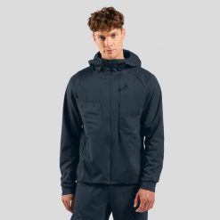 Kurtka Odlo ZEROWEIGHT WINDPROOF X WARM Jacket. Niebieskie kurtki męskie ODLO, na zimę, bez wzorów, sportowe, bez kaptura. Za 899.99 zł.
