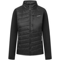 Damska kurtka puchowa Viking Zemu. Czarne kurtki sportowe damskie Viking, bez wzorów, z puchu, bez ramiączek, bez kaptura, trekkingowe. Za 349.90 zł.