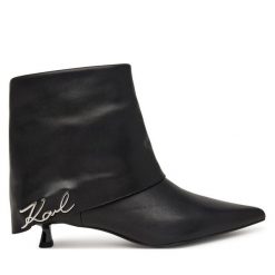Botki KARL LAGERFELD. Czarne botki damskie KARL LAGERFELD, bez wzorów, bez obcasa, na szpilce, bez zapięcia. Za 1,144.00 zł.