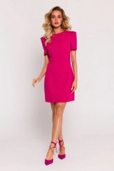Elegancka sukienka mini fuksja. Czerwone sukienki damskie MOE, do pracy, na lato, l, bez wzorów, z tkaniny, biznesowe, bez kołnierzyka, bez ramiączek, mini. Za 289.00 zł.
