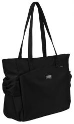 Czarny shopper bag Peterson PTN CTY-15. Czarne shopperki damskie Peterson, bez wzorów, z nylonu, bez dodatków. Za 89.99 zł.