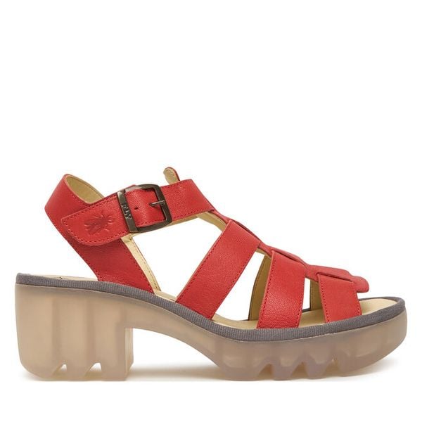 Sandały Fly London. Czerwone sandały damskie Fly London, bez wzorów, bez obcasa, na słupku, bez zapięcia. Za 429.99 zł.
