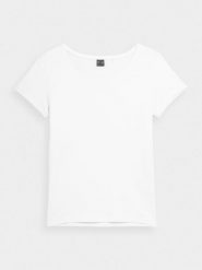 4F T-shirt regular gładki damski XL. Białe t-shirty damskie 4F, xl, bez wzorów, z bawełny, bez kołnierzyka, bez ramiączek. Za 49.99 zł.