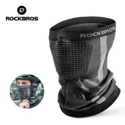 Komin maska na twarz Rockbros wiatroodporna anty UV oddychająca. Szare szaliki męskie ROCKBROS, bez wzorów, z dzianiny. Za 35.99 zł.