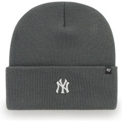 Czapka - Beanie - Base Runner - Logo NY Yankees - szary. Szare czapki damskie 47 Brand, na zimę, bez wzorów. Za 148.50 zł.