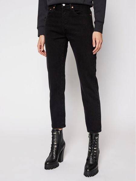 Levi's® Jeansy Cropped Fit 501® Original 36200-0085 Czarny Cropped Fit. Czarne jeansy damskie bez wzorów, z bawełny. Za 369.99 zł.