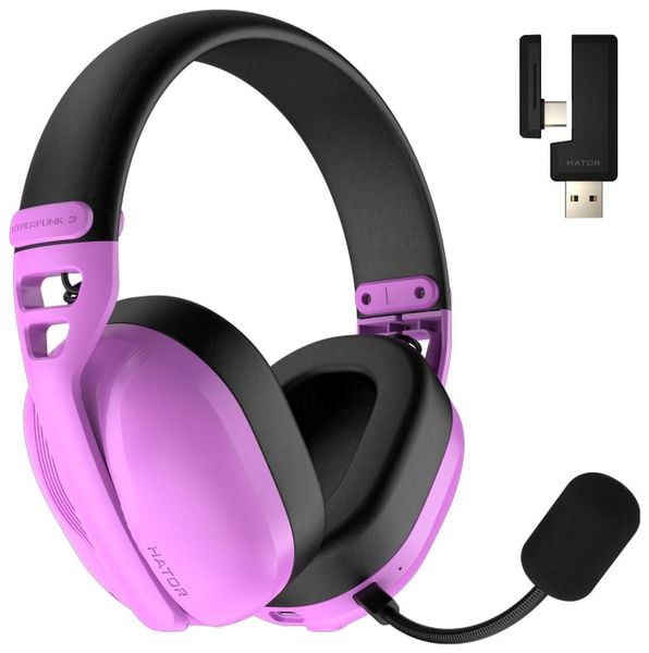 Hator Hyperpunk 3 Wireless ANC ESH19 fioletowe. Fioletowe słuchawki bezprzewodowe Hator. Za 289.00 zł.