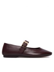 Tommy Hilfiger Baleriny Buckle Leather Ballerina FW0FW09684 Brązowy. Brązowe balerinki damskie Tommy Hilfiger, bez wzorów, ze skóry, bez obcasa, bez zapięcia. Za 529.99 zł.