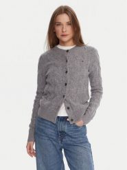 Tommy Hilfiger Kardigan WW0WW47463 Szary Regular Fit. Szare kardigany damskie Tommy Hilfiger, xxl, bez wzorów, z wełny, bez kołnierzyka. Za 599.99 zł.